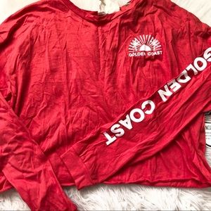 NWT Golden Coast Large Top Shirt Red Cropped cute